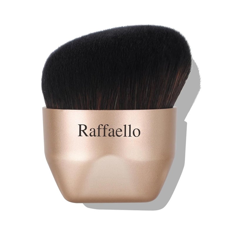 Raffaello Angled kabuki Foundation Brush: Fast, Flawless Foundation - Dense Soft Bristles for Streak-Free Liquid, Cream & Powder - Ergonomic Handle for Effortless Blending & Buffing (Champagne Gold) - Image 1